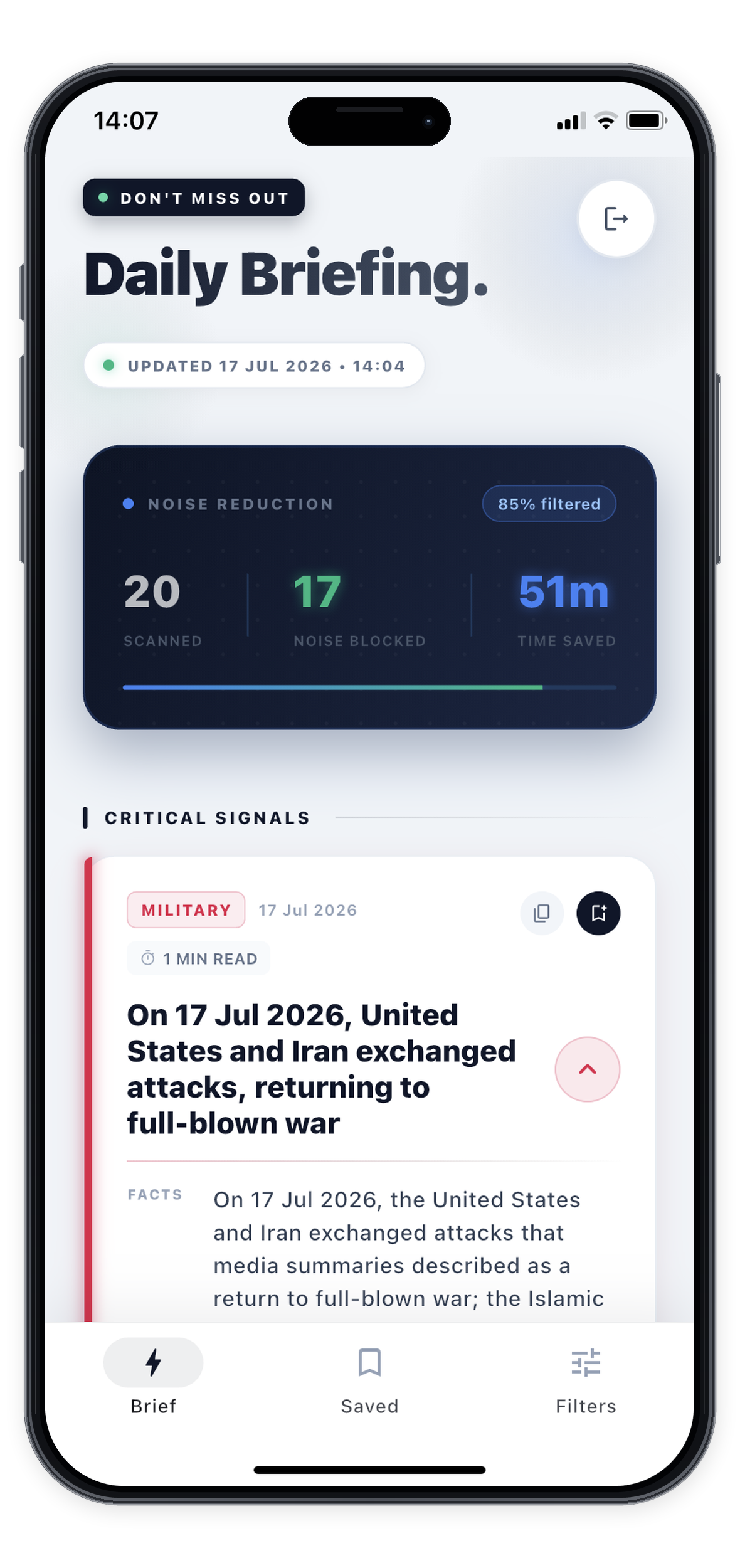 A single briefing in Don’t Miss Out gathering several stories in one place
